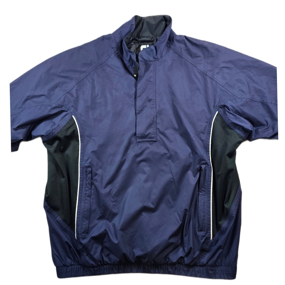 FootJoy DryJoys Pullover Mens Large Blue Windstopper Golf Short Sleeve Jacket